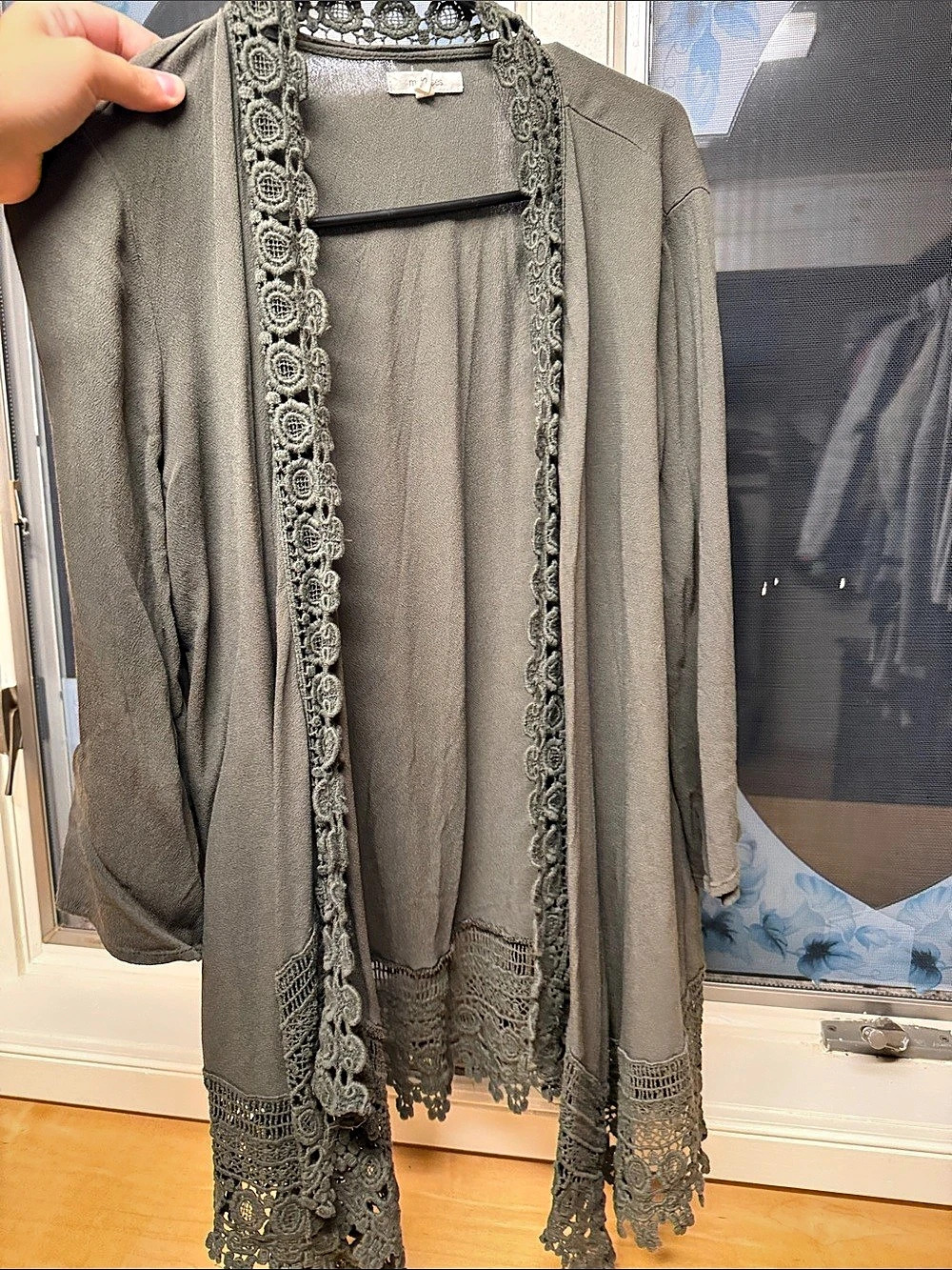 Maurices Lace Trim Tunic in Gray Size Small